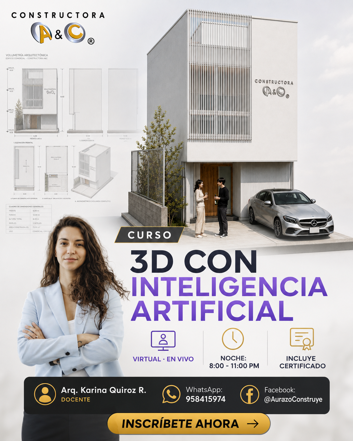 Visualización conceptual de una fachada contemporánea con celosías verticales